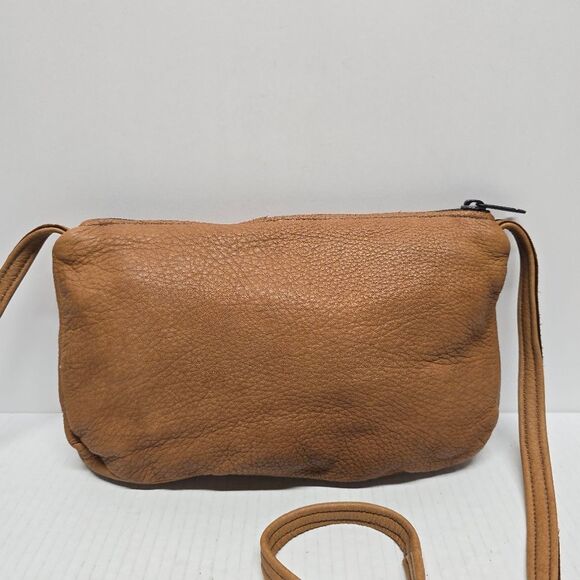 Vintage Raven Works Studio Deerskin Leather & Suede Crossbody Bag Tan & Brown - Picture 2 of 9